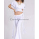Tenue de cours de danse orientale à franges blanc