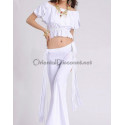 Tenue de cours de danse orientale à franges blanc