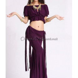 Tenue de cours de danse orientale à franges violet