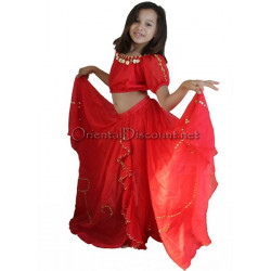 Costume de danse orientale enfant rouge