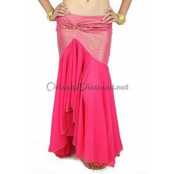 Jupe sirène de danse orientale paillete fushia doré