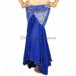Jupe sirène de danse orientale paillete bleu roy doré