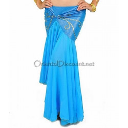 Jupe sirène de danse orientale paillete turquoise doré