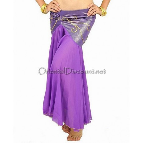 Jupe sirène de danse orientale paillete violet doré