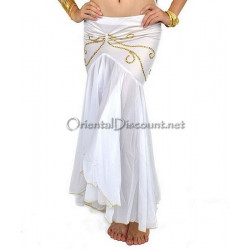 Jupe sirène de danse orientale paillete blanc doré