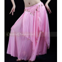 Jupe de danse orientale doublée à sequins dorés rose