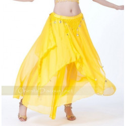 Jupe de danse orientale doublée à sequins dorés jaune