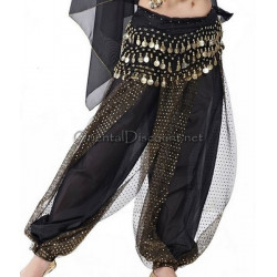 Sarouel de danse orientale noir et doré