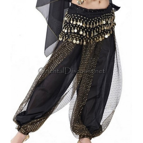 Sarouel de danse orientale noir et doré