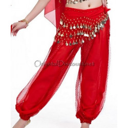 Sarouel de danse orientale rouge