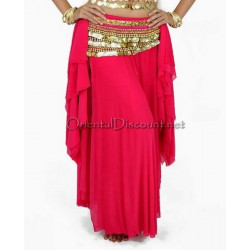 Jupe de danse orientale ouverte voilée fuschia