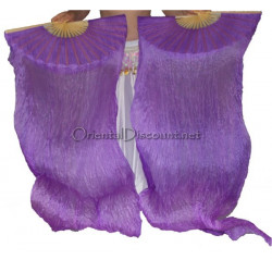 Paire d'Eventails en soie ourlés violet