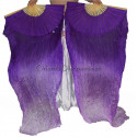 Paire d'Eventails en soie ourlés dégradé violet