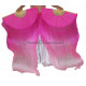 Paire d'Eventails en soie ourlés dégradé rose