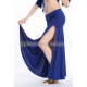 Jupe de danse orientale droite fendue bleu roy doré 