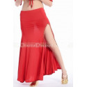 Jupe de danse orientale droite fendue rouge doré 