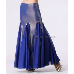 Jupe sirène de danse orientale voilée bleu roy doré