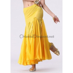 Jupe sirène de danse orientale voilée jaune doré