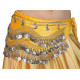 Ceinture de danse orientale en velours à sequins argentés jaune
