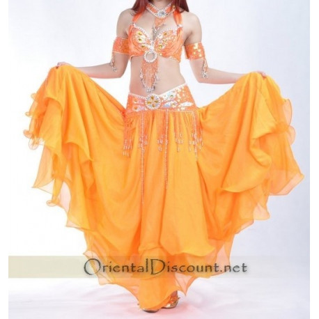 Tenue de danse orientale 3 pièces orange