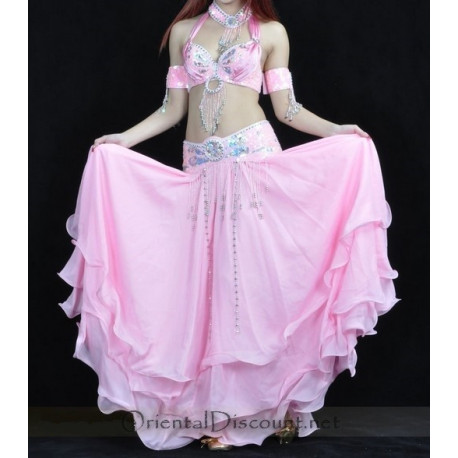 Tenue de danse orientale 3 pièces rose pâle