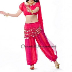Costume de danse orientale top sarouel fuschia