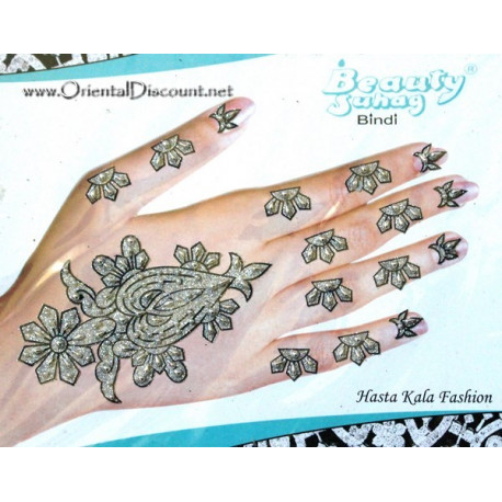 Tatouage de main éphémère pailleté argenté