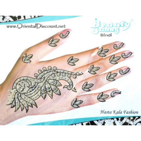 Tatouage de main éphémère pailleté argenté