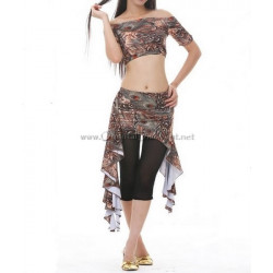 Tenue de cours de danse orientale plume de paon 3 pièces