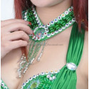Collier perles et pastilles vert