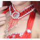 Collier perles et pastilles rouge