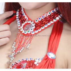 Collier perles et pastilles rouge