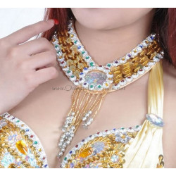Collier perles et pastilles doré