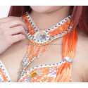 Collier perles et pastilles orange