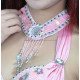 Collier perles et pastilles rose clair