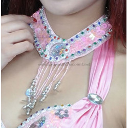 Collier perles et pastilles rose clair