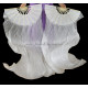 Paire d'éventails ourlés de danse orientale blanc