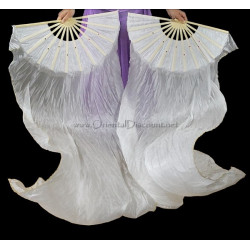 Paire d'éventails ourlés de danse orientale blanc