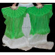 Paire d'éventails ourlés de danse orientale vert et blanc