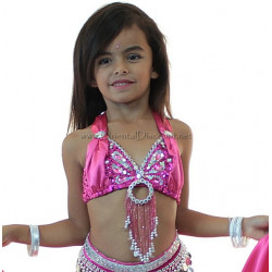 Soutien gorge satin enfant de danse orientale fuschia