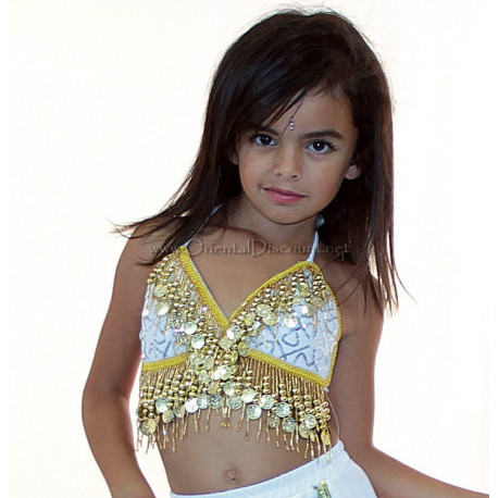 Soutien gorge enfant de danse orientale blanc