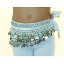 Ceinture de danse orientale enfant blanc galon argent