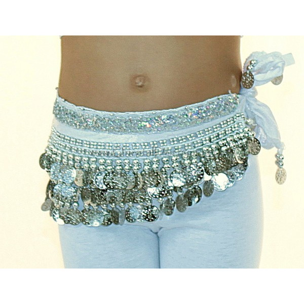 Ceinture ou foulard de danse orientale blanche et or - Accessoires