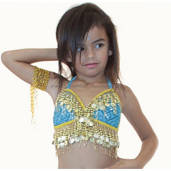 Soutien gorge enfant de danse orientale turquoise