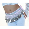 Ceinture de danse orientale enfant rose clair galon argent