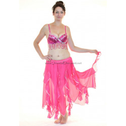 Costume de danse orientale soutien gorge + jupe fuschia