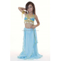 Ensemble de danse orientale deux pièces enfant turquoise