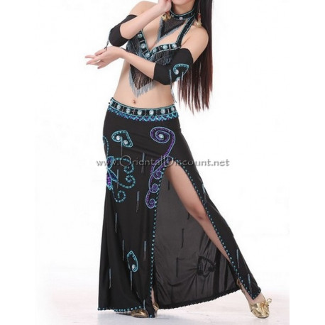 Costume de danse orientale 4 pièces noir