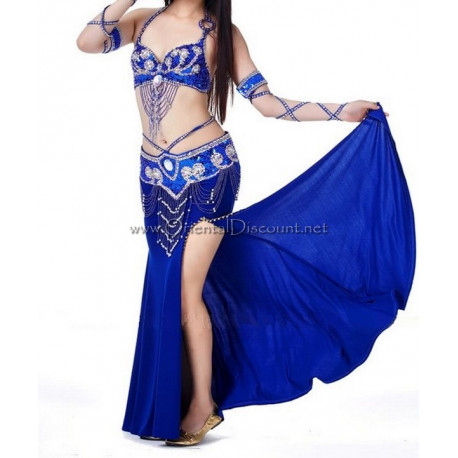 Costume de danse orientale 3 pièces bleu roy