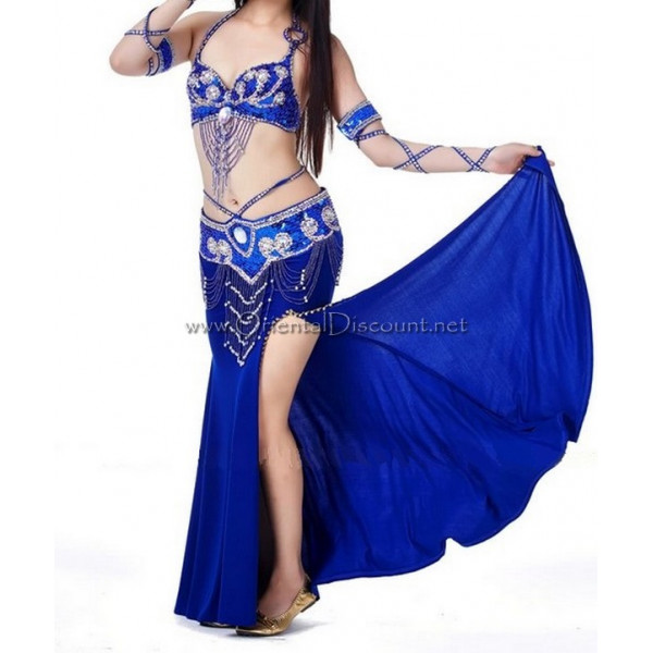 Tenue de danse orientale 3 pièces bleu nuit 